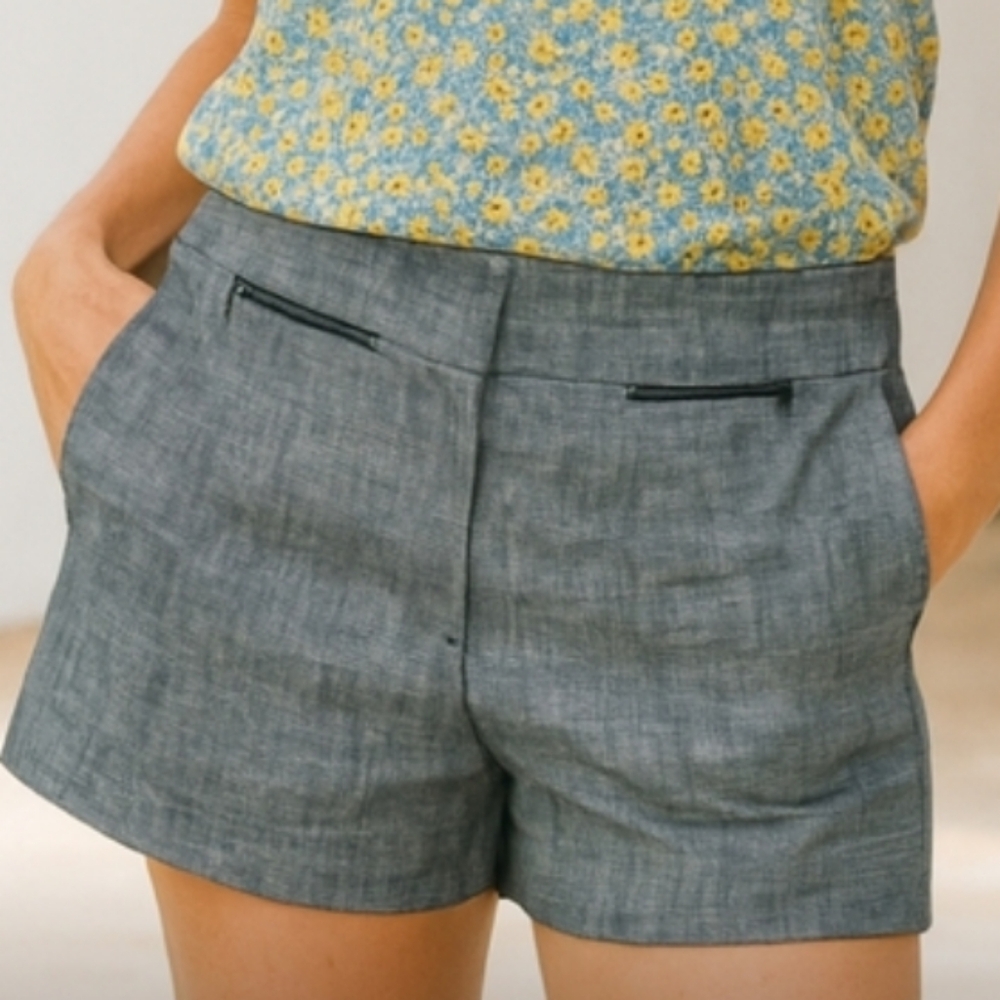 NEW Ann Taylor Loft Linen Blue High Rise Short Nwt 14